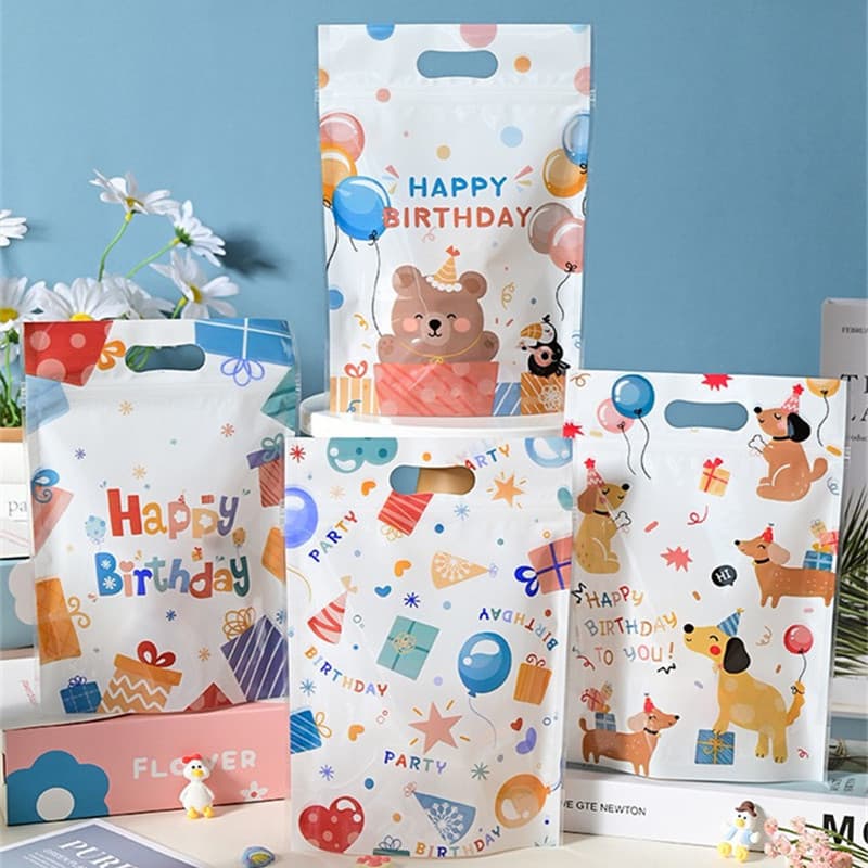 50 Pçs Dos Desenhos Animados Animais Sacos De Plástico Floco De Neve Biscoitos Crocantes Nougat Portátil Ziplock Auto Se