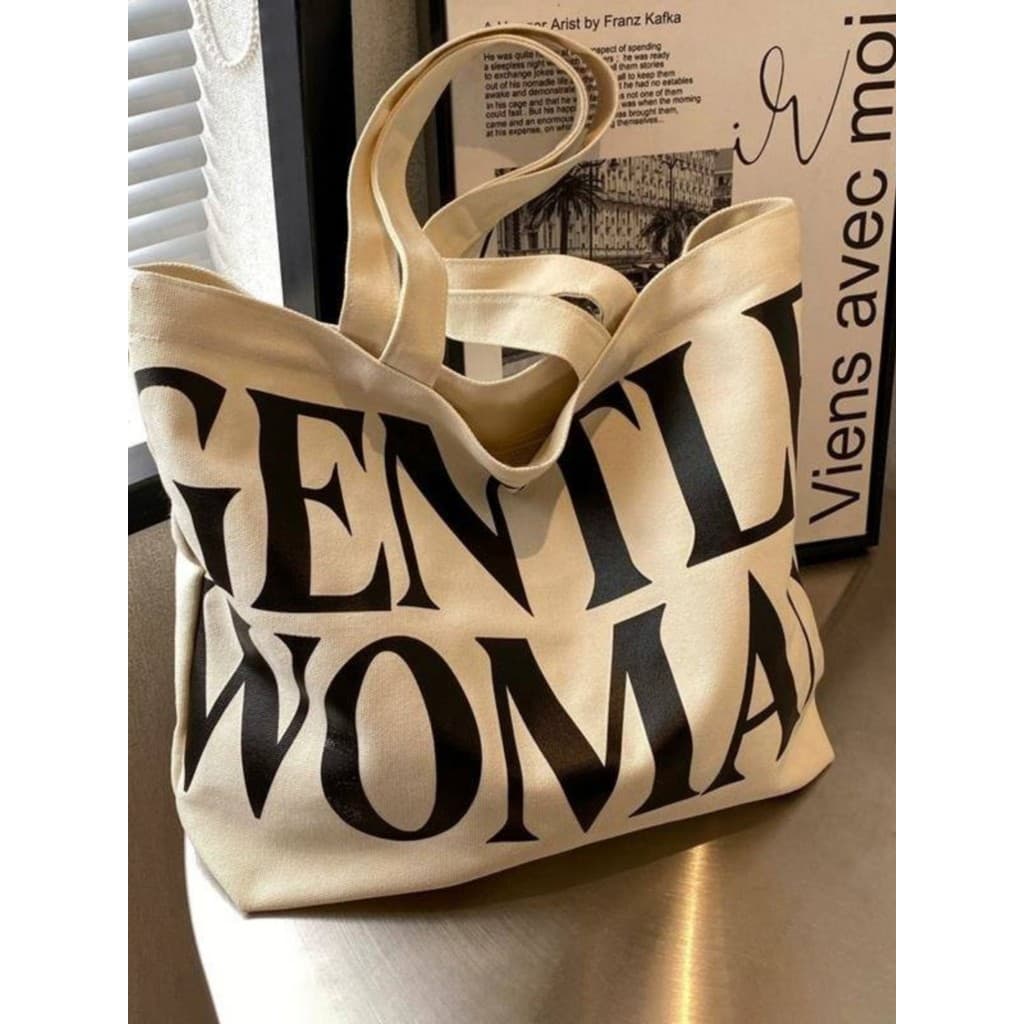 Bolsa de lona com letras de grande capacidade, feminina, verão, novo estilo, influenciador, moda, um ombro, sacola de co