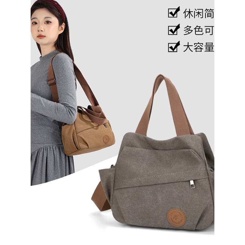 Primavera verão novo estilo bolsa de lona de alto valor feminina bolsa de ombro de grande capacidade Casual simples bols