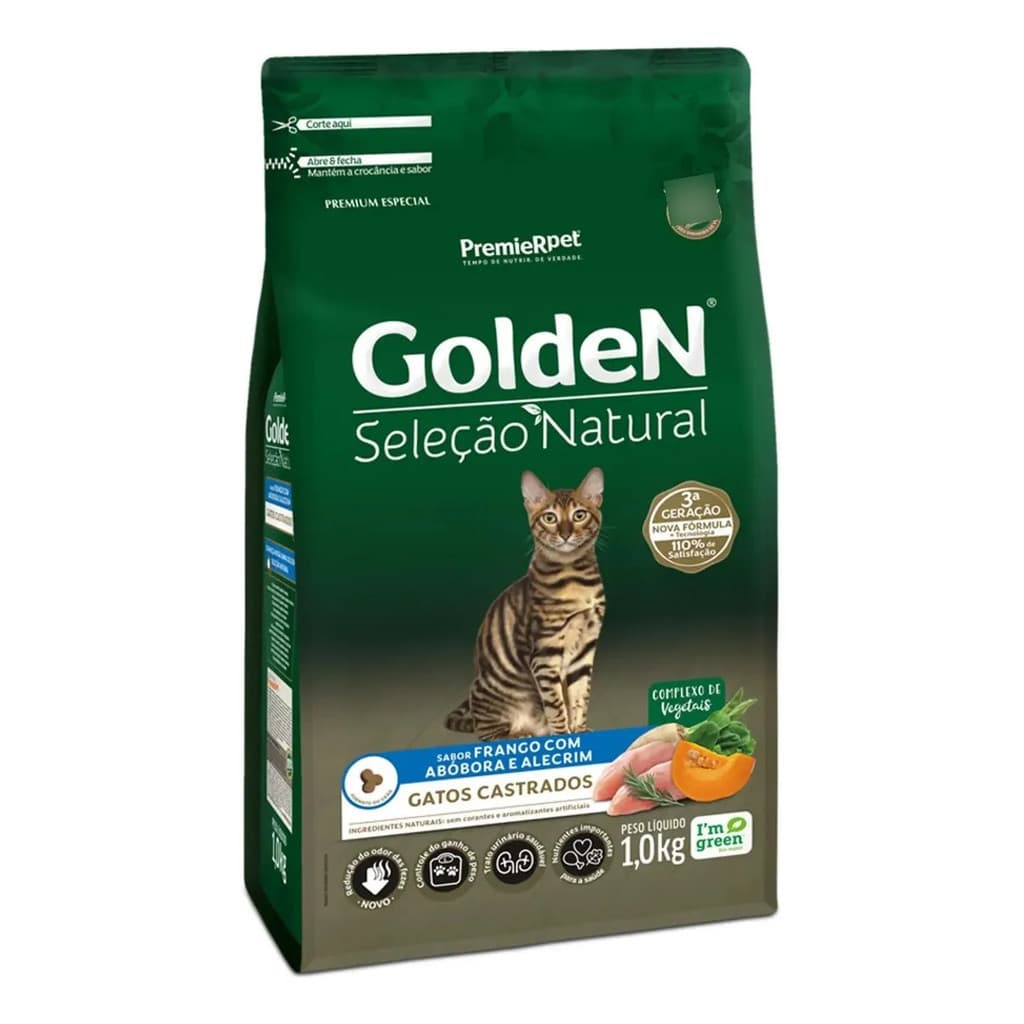 Ração Para Gato Golden 3kg  Gato Castrado Adulto Seleção Natural
