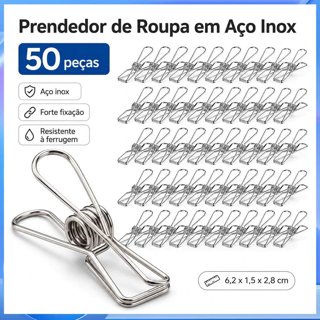Clipe multifuncional de secagem de aço inoxidável à prova de vento doméstico fixo poderoso prendedor de roupa de mola 50