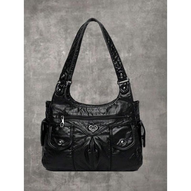 Bolsa Tote Feminina Elegante com Coração Decorativo, Bolsa de Ombro Casual de Grande Capacidade para Uso Diário, Bolsa d