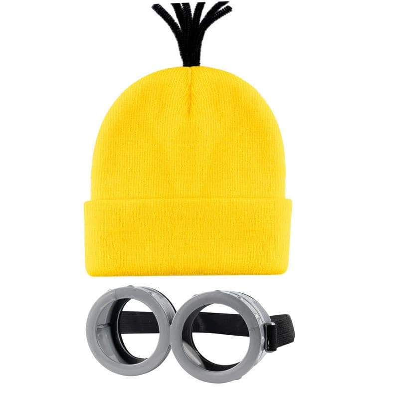 Despicable Me Minions Conjunto De Fantasia De Chapéu Bobble De Malha , Gorro Minion 3 Em 1 Para Halloween , Natal , Cosp