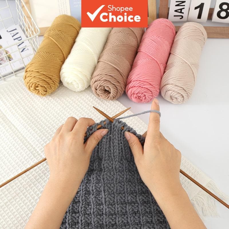 Fio de algodão DIY e fio para cachecóis, chapéus, presentes, crochê, artesanato de tricô