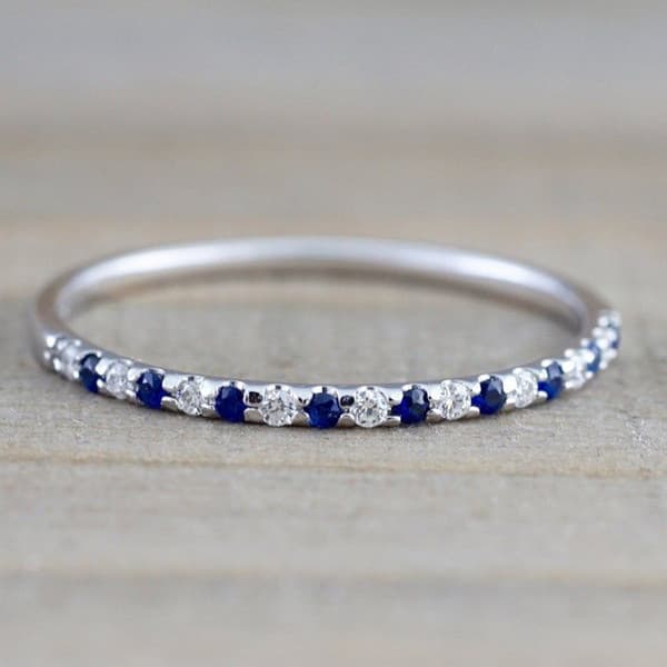 S925 Sapphire Anel Simples Elegante Acessórios de Moda