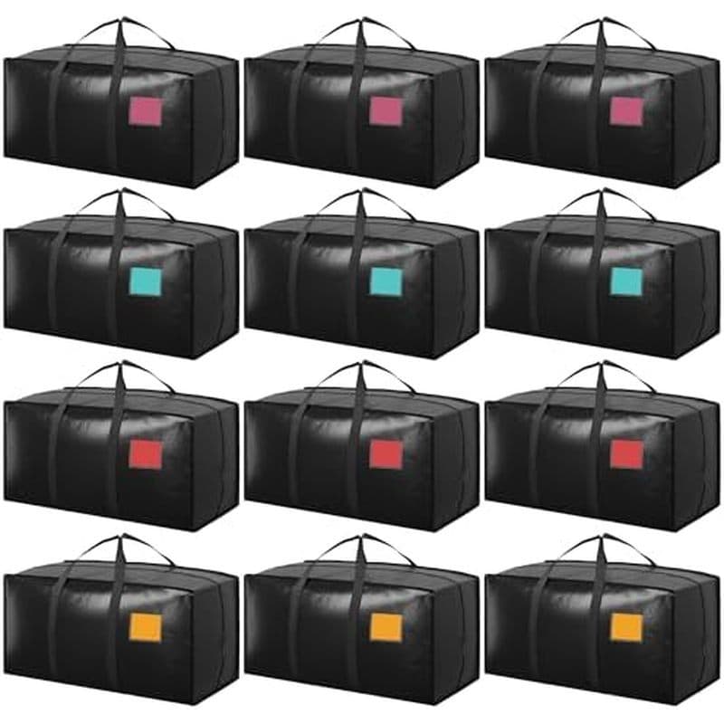 Pacote Com 6 Sacos Móveis Resistentes 210G Zíper Lateral Totalmente Aberto , 93L 220lbs Sacolas De Armazenamento Dobráve