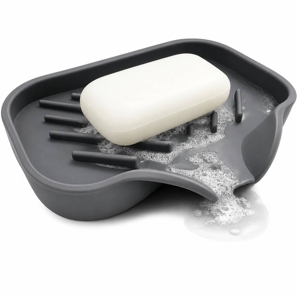 Saboneteira De Silicone Premium Com Bico De Drenagem-Organizador De Pia Multifuncional Para Cozinha E Banheiro