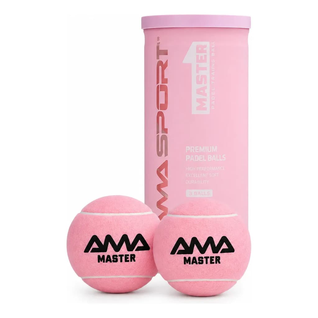 02un Bola De Padel Amasport Master Pink 1 Tubo Pressurizado