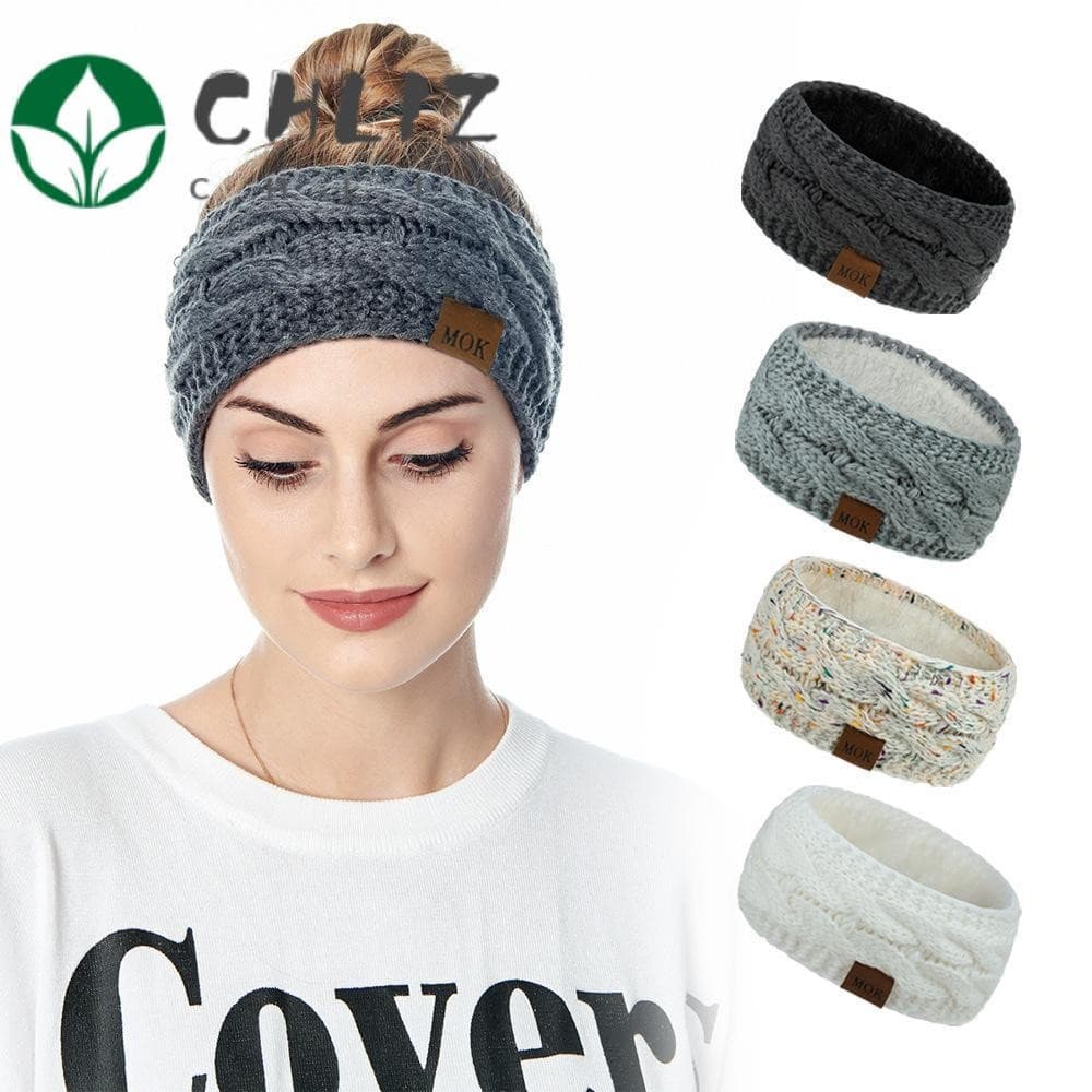 CHLIZ Tiara Feminina De Crochê , Faixa De Cabelo De Malha Aconchegante Forrada De Lã Cabeça Elástica Moderna Para Invern