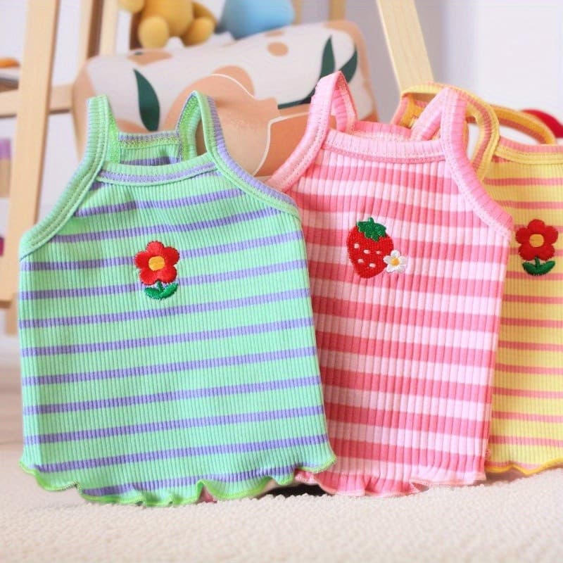 Colete Bordado Ultra-fino e Confortável para Cães e Gatos de Verão, para Cães Pequenos como Bichon, Pomeranian, Teddy, R