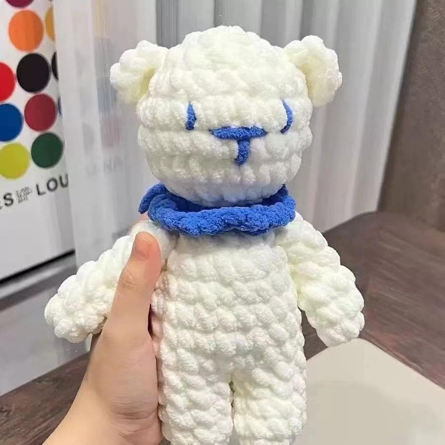 Feito à mão DIY Material de crochê saco pingente tricô barra de gelo linha urso boneca pronto estoque presente para namo