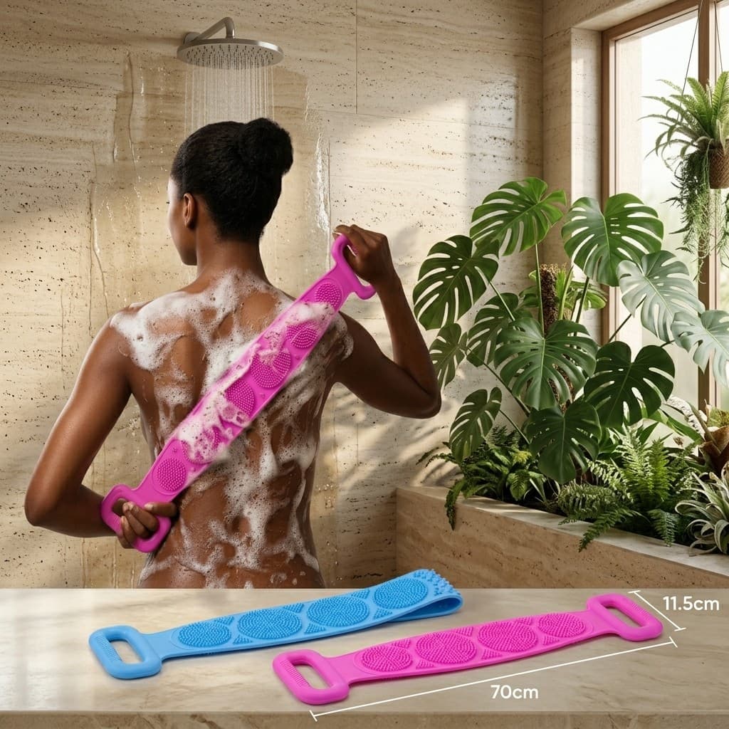 Toalhinha Esfoliante Banho Silicone Lava Costas Massageador Corporal Bucha Flexível Limpeza Profunda Resistente