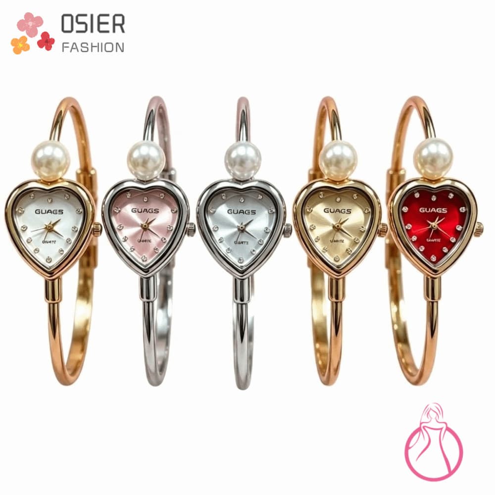 Relógio OSIERFASHION , De Quartzo Com Design Aberto Mostrador Em Forma De Coração Pulseira Elegante Ajustável