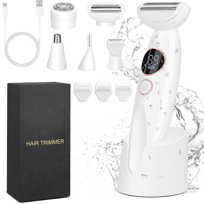 Barbeador feminino multifuncional transfronteiriço 5 em 1, dispositivo de remoção de pelos à prova d'água de corpo intei