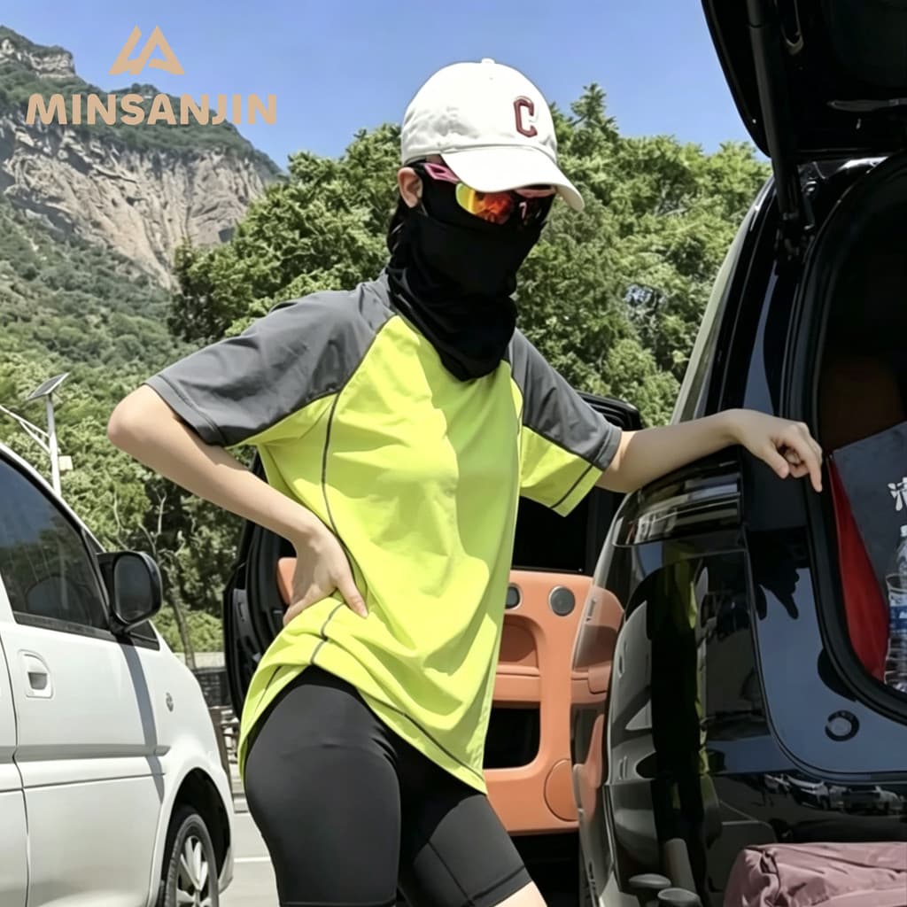 MIN SAN JIN Hokkien Sanjin Estilo Verão Costura Protetor Solar Homens Mulheres Manga Curta CSSJ-2527CS