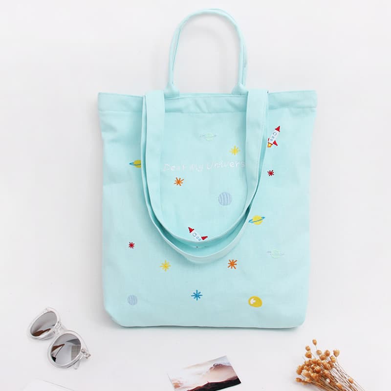 Frete grátis promoção versão coreana bolsa de pano de flor bordada bolsa de lona de ombro feminina bolsa tutorial