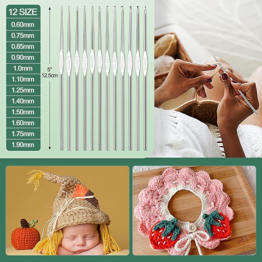 【Ideal Para Iniciantes】Kit de Material Crochê/Conjunto de Ferramentas/59 Peças para Iniciante