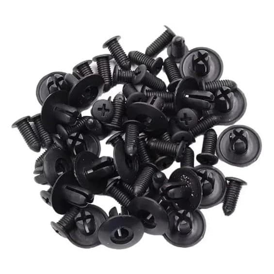 200 Peças (100 Pares) Presilhas Plásticas Automotivas Fixadores de Forro e Parachoque Universal – Clipe de Fixação Preta