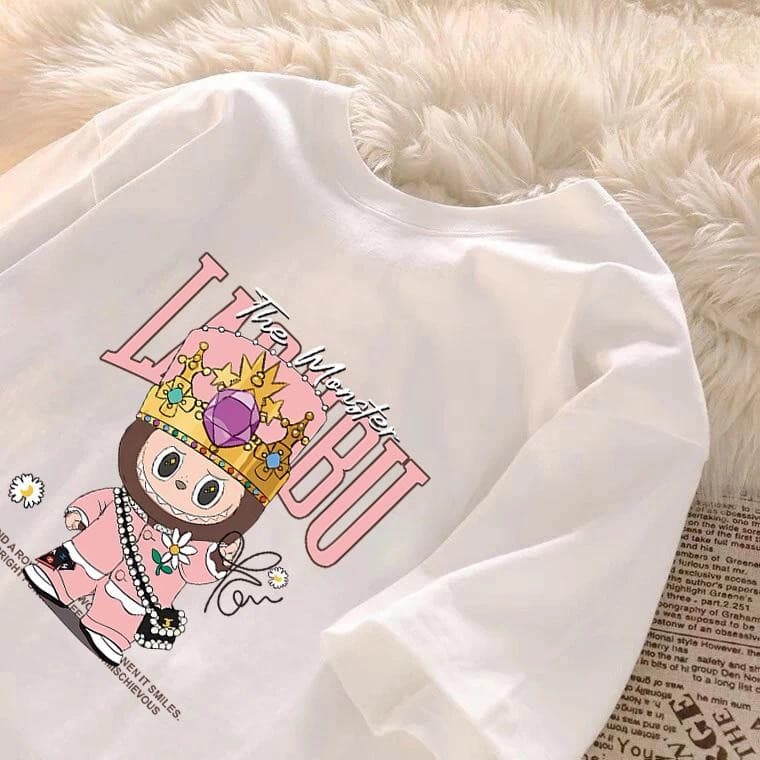 100 % Algodão Camiseta Feminina De Manga Curta 2025 Verão Versão Coreana Solta Tamanho Grande top pull Pano Impressão Em