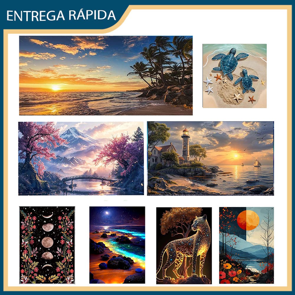 Kit Pintura Redondo Diamante 5D Completo | Terapia artística | Relaxante, alivie o estresse,vários estilos disponíveis