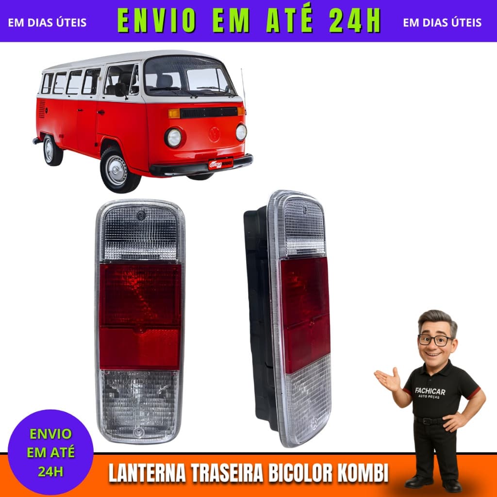 Par Lanterna Traseira Bicolor Kombi Clipper