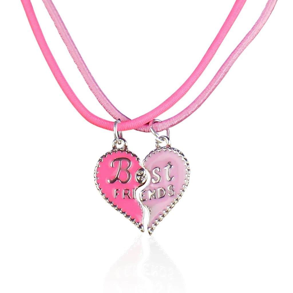 kit 2 colares best friend amizade amigas + pingente coração presente rosa moda ajustavel menina
