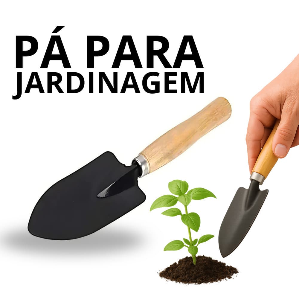 Pá de Jardinagem Pequena Aço Carbono e Cabo de Madeira Hutz Ergonômico para Vasos , Hortas e Jardins