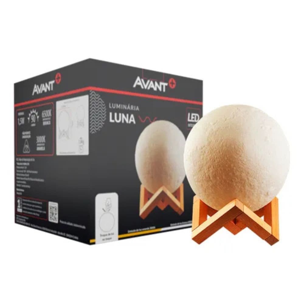 Luminária Lua Cheia 3d Led Abajur de Mesa Usb Luna Avant