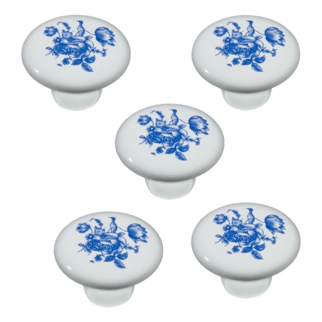 Kit Puxador Italy Line Ceramica Il7068 Estampa Azul Antigo Louça Kit 3 Kit 5
