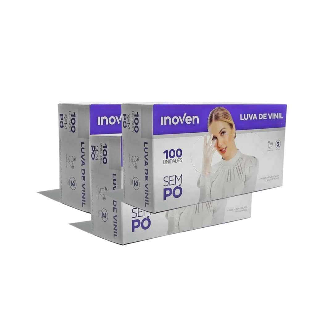 3CXS LUVAS PROCED VINIL S PÓ INOVEN TRANSPARENTE 100UN