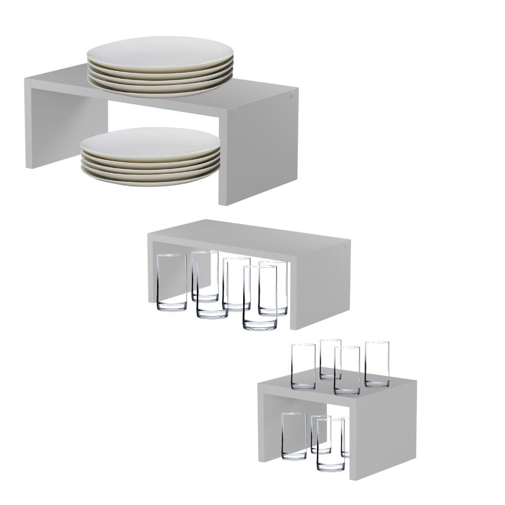 Kit 3 Organizadores 40/33/23cm Rack MDF De Armário Cozinha