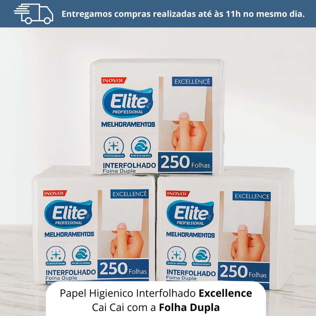 Papel Higiênico Interfolhado Elite Excellence Folha Dupla Kit Econômico 48 Pacotes Banheiro Comercial Hotel Restaurante