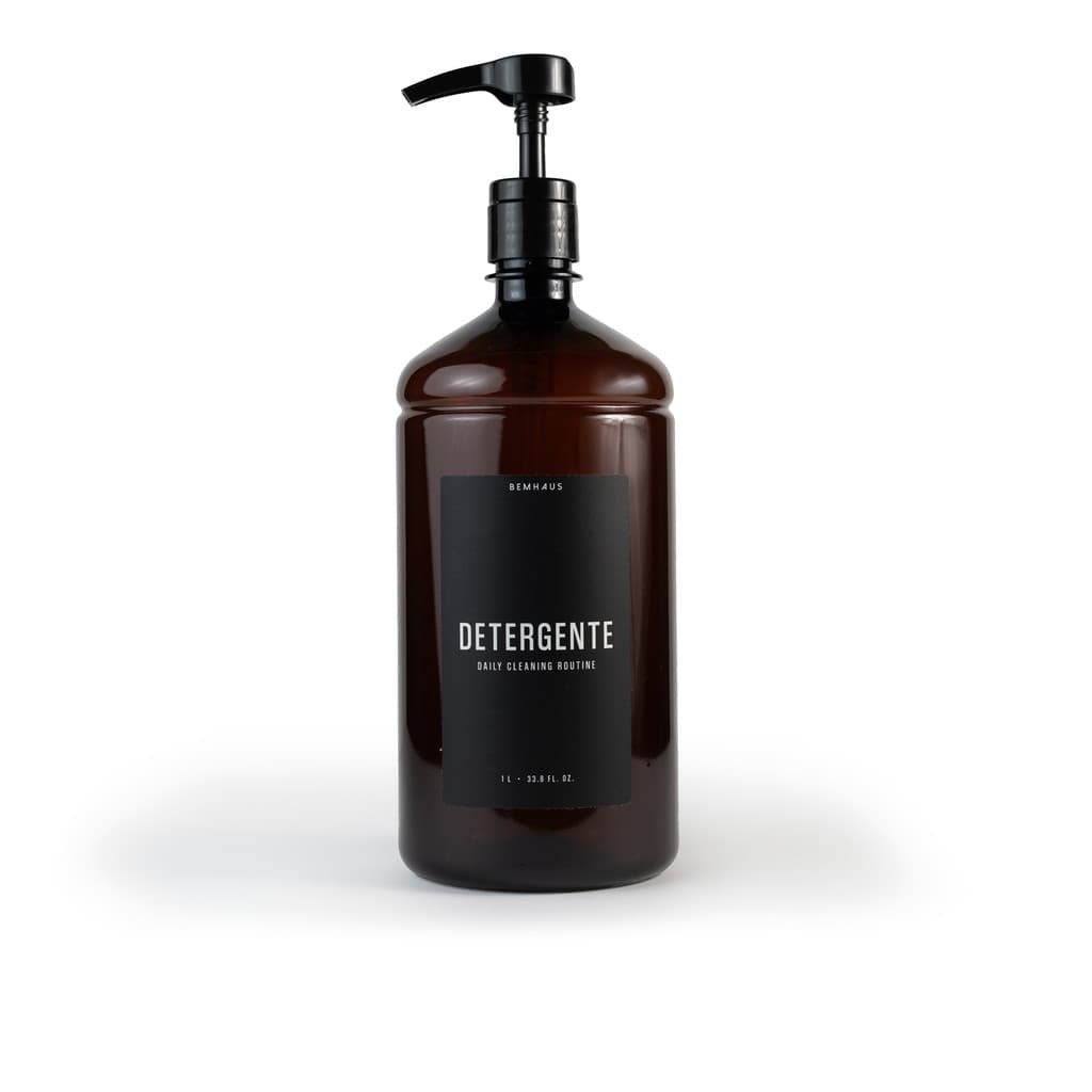 Frasco Ambar Detergente Dispenser Pump - 1 litro - Minimalista Black