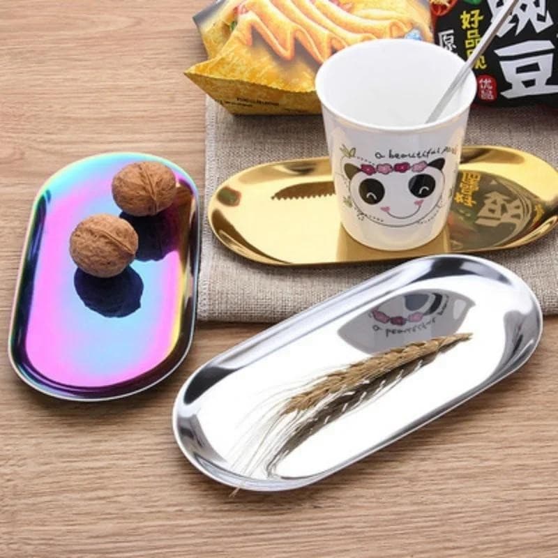 Suprimentos De Mesa Domésticos 1 Pçs Bandeja De Metal Ouro Bandejas De Armazenamento De Aço Inoxidável Ornamentos Decora