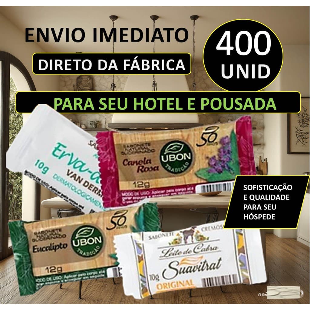 Mini Sabonetes UBON Amenities 400 Unid para Hotéis, Pousadas, Spas e Clubes – Higiene e Conforto