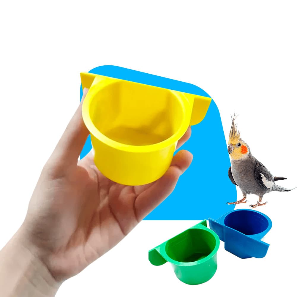 Comedouro de Aba Para Gaiola de Pássaros 110ml | Porta Ração e Água Canários Calopsitas Periquitos