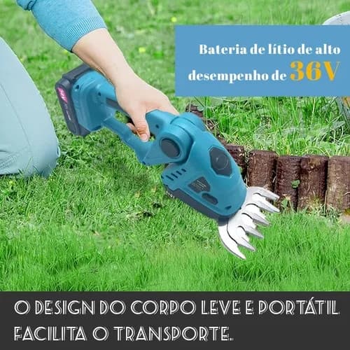JUMLEE Cortador De Grama Portátil Aparador Arbusto Sem Fio 2 Em 1 36V com 2 Baterias