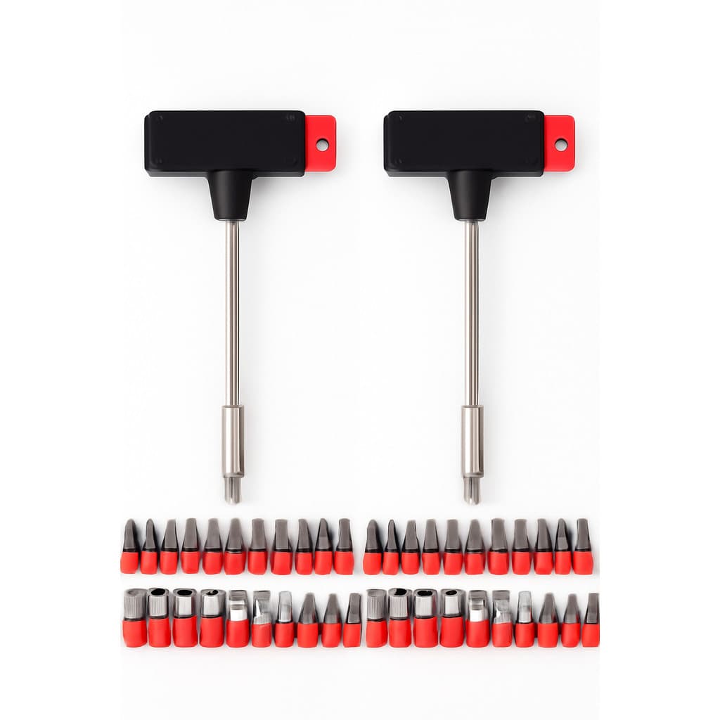 kit 2  Jogo de Chaves T com 21 Peças - 20 Bits + Soquete em Aço Carbono