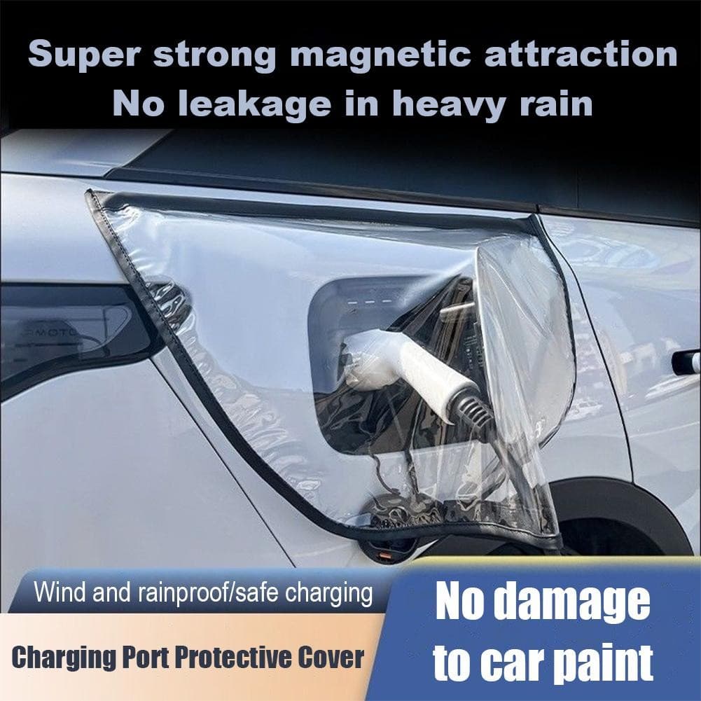 Porta De Carregamento Do Carro Capa Chuva Ev Carregador Pvc Transparente Com Tira Magnética Para Nova Energia Veículos E