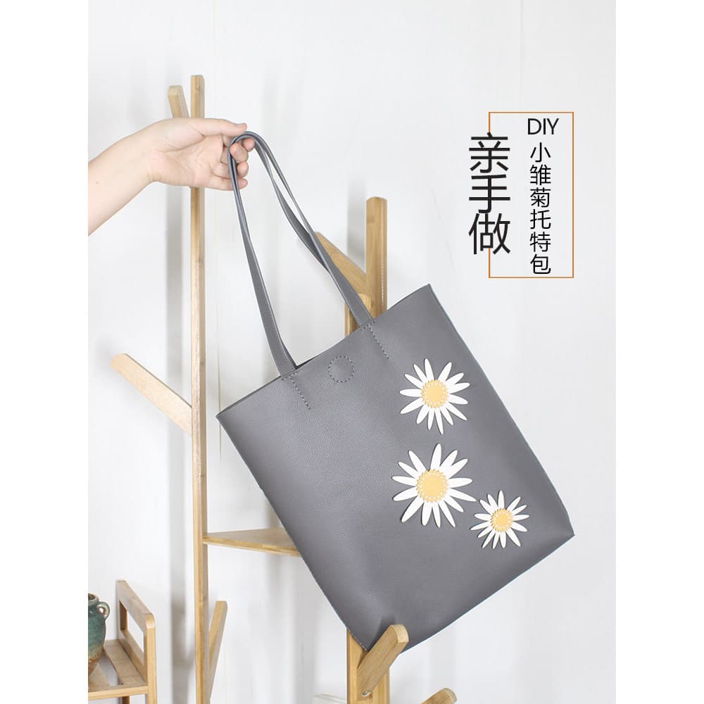 Bolsa Tote de couro genuíno margarida flor bolsa escolar de grande capacidade Diagonal All-Match Original de um ombro mo