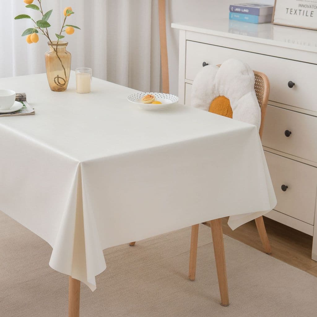 Toalha de mesa de pele de cordeiro creme, cor sólida, descartável, à prova de óleo, atmosfera à prova d'água, toalha de