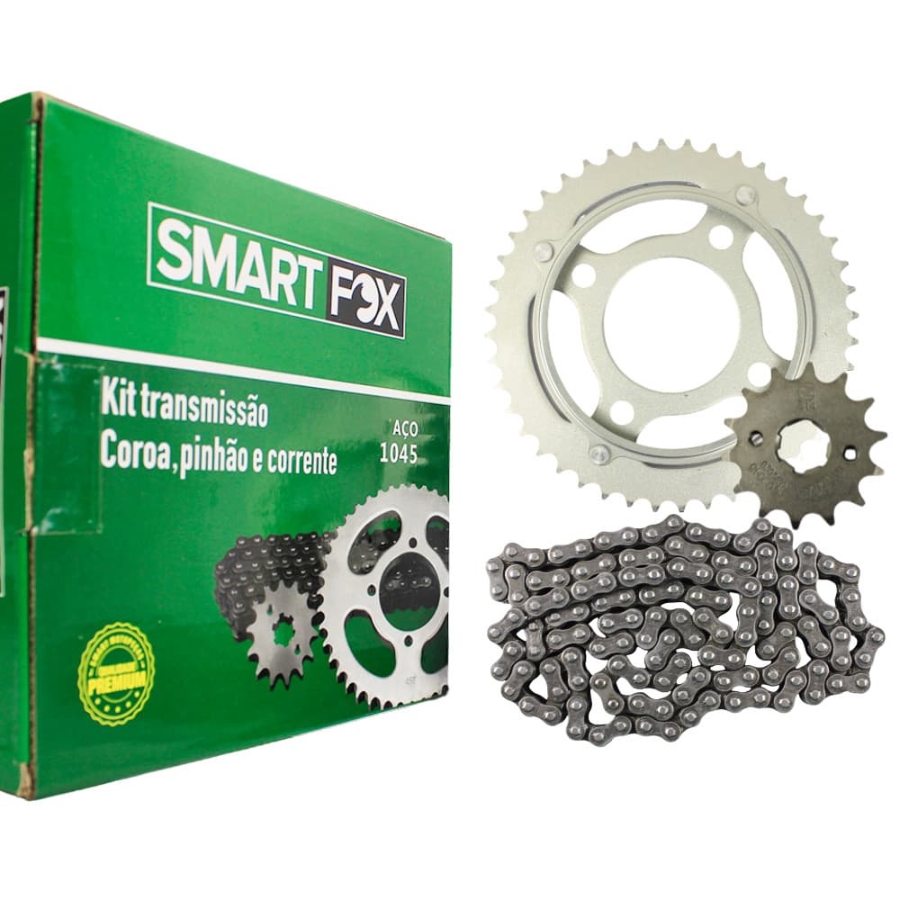 Kit Relação Transmissão Moto Titan 125 Anos 2000 a 2004 Original Smart Fox