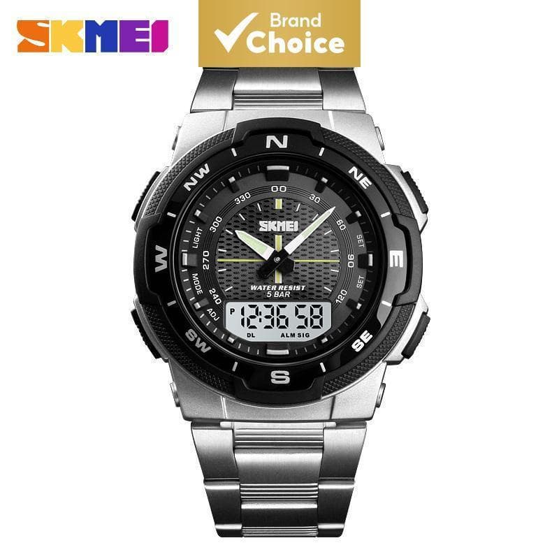 SKMEI 1370 Relógio Masculino Luxuoso à Prova d'Água com Quartzo, Esportivo e Aço Inoxidável