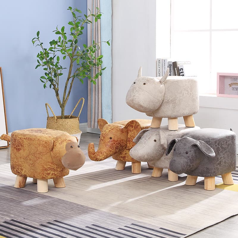 Crianças de madeira maciça baixo fezes criativo Animal dos desenhos animados casa mudança sapato fezes pequeno banco inf