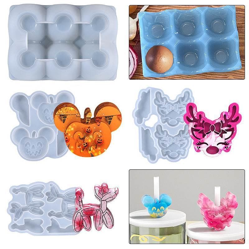 30 estilos de moldes epóxi de cristal, canudos artesanais, prateleiras decorativas para vinho, prateleiras para ovos, ca