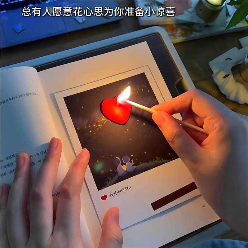 Cartões de felicitações de personagens tibetanos com sensação de água, velas de amor, confissão criativa inflamável, car