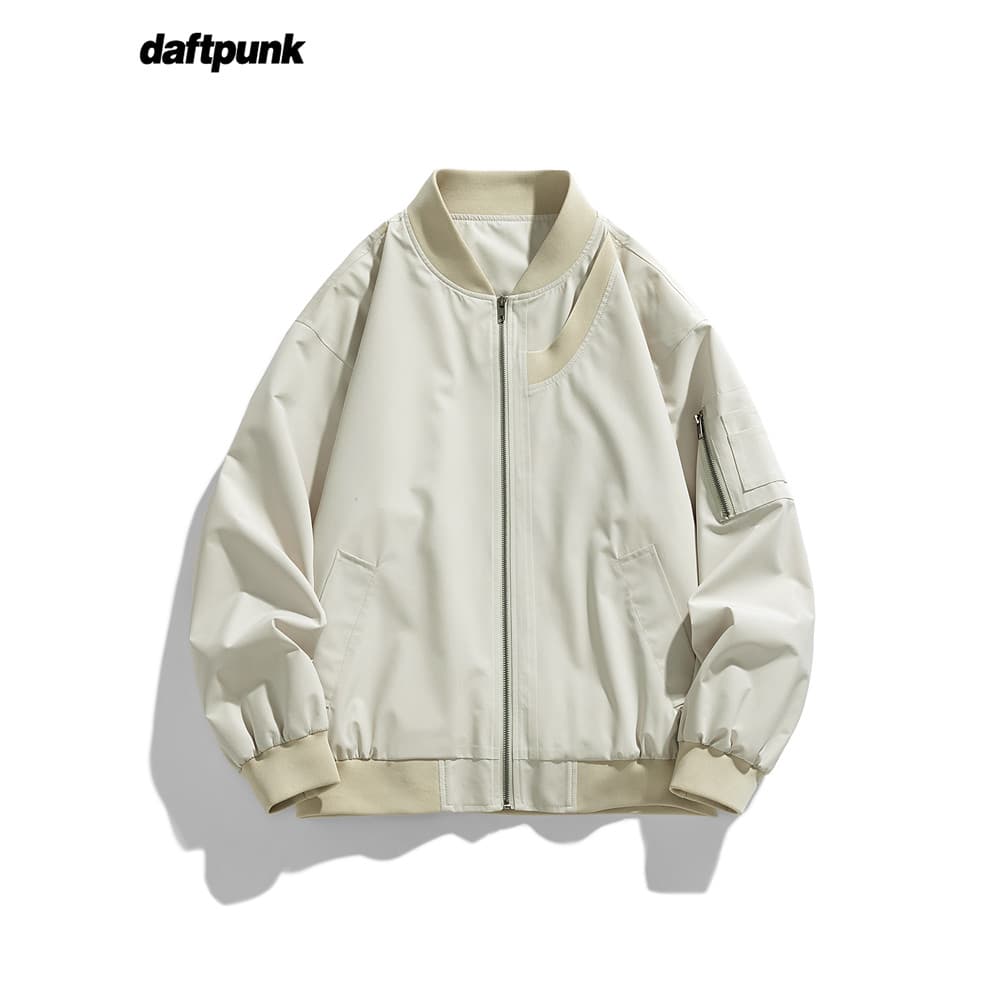Americano Retro Street Wear solto bombardeiro jaqueta homens mulheres casais abertos outono fino simples uniforme de bei