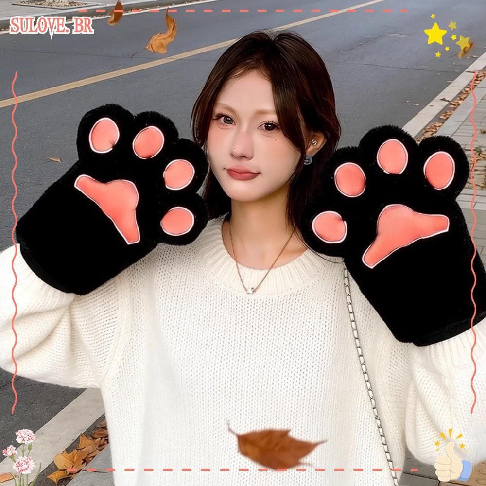 Luvas De Urso SULOVEDU , Infantis De Material Fofo De Veludo Grosso Inverno De Desempenho Quente