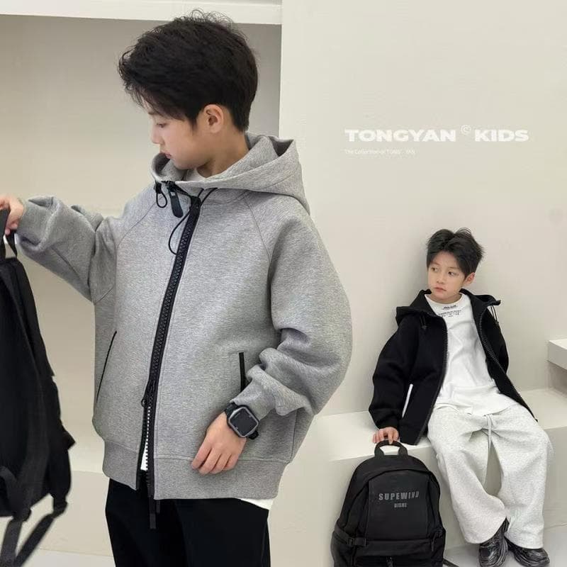 Roupas infantis meninos roupas casaco com capuz casaco com zíper de duas cabeças 2026 primavera outono novo estilo médio
