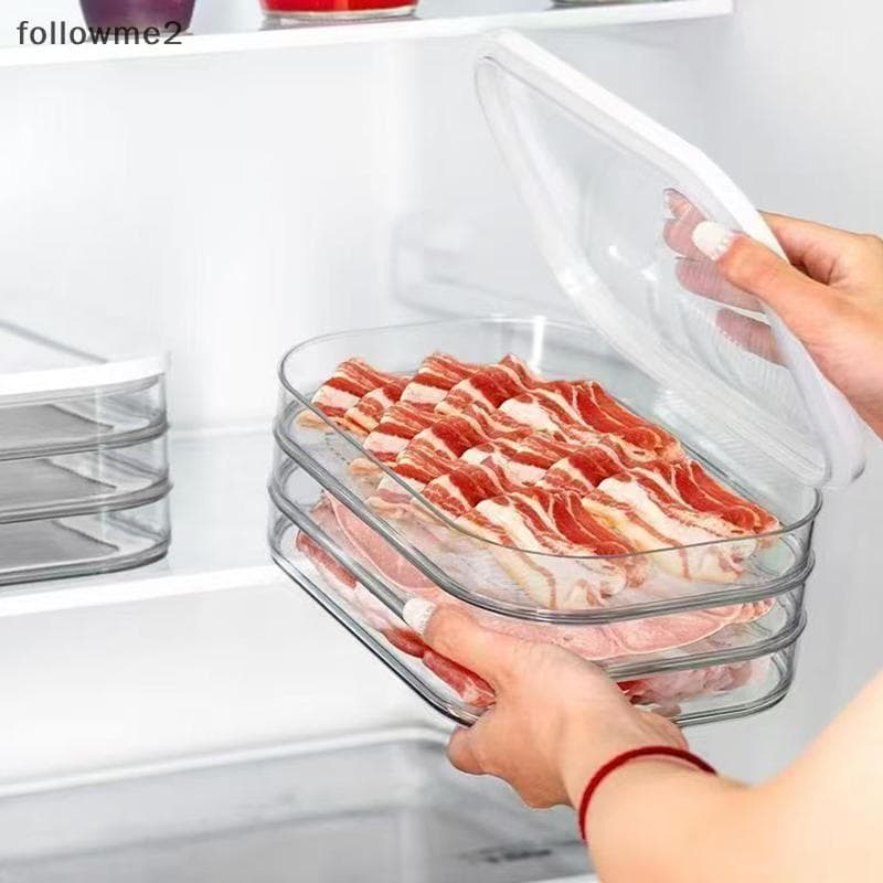 [fol] Recipiente De Carne Para Geladeira , Recipientes De Armazenamento De Cortes Frios Com Tampas Transparentes Deli ,